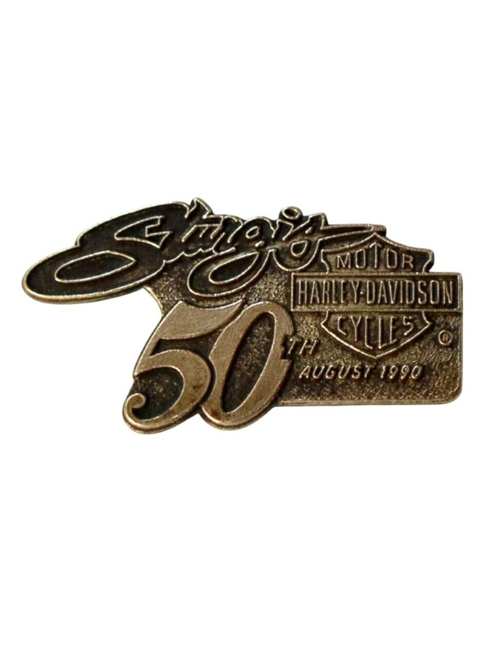 VTG Harley-Davidson Sturgis 50th Anniversary Lapel Pin Bronze 1990 Collectible